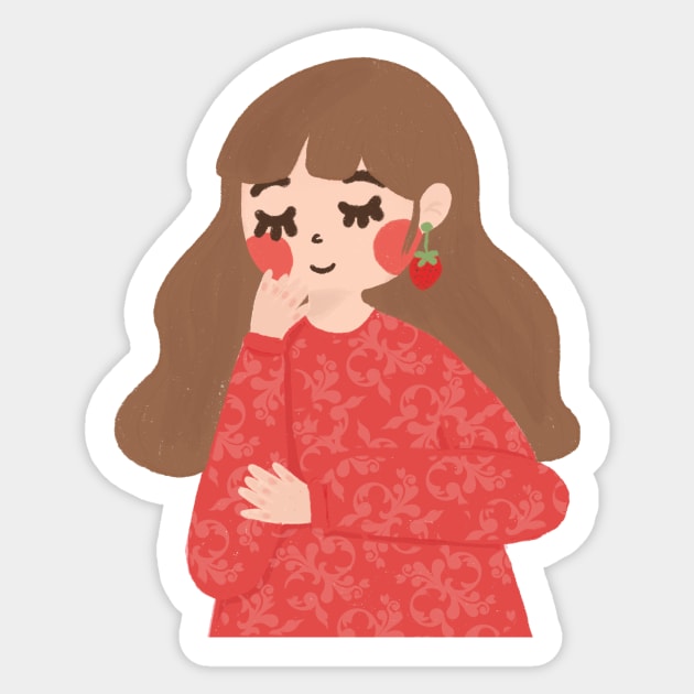 Strawberry girl Sticker by hayouta shop